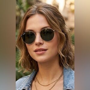Ray-Ban By Luxottica Round Metal RB3447 Sunglasses - Gunmetal & G-15 Green NIB